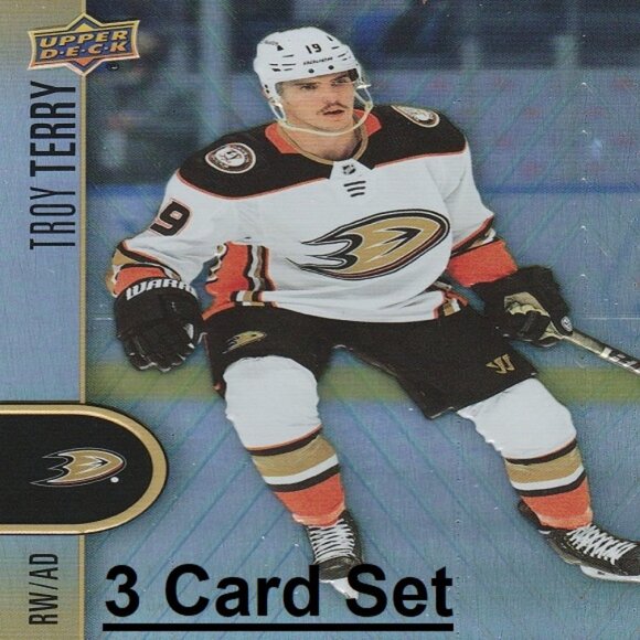 Troy Terry Anaheim Ducks NHL Hockey Card Collection - 3 Card Set - Picture 1 of 7